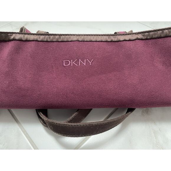 Vintage DKNY Tote Bag Velour Velvet Burgundy Reversible - Picture 10 of 14